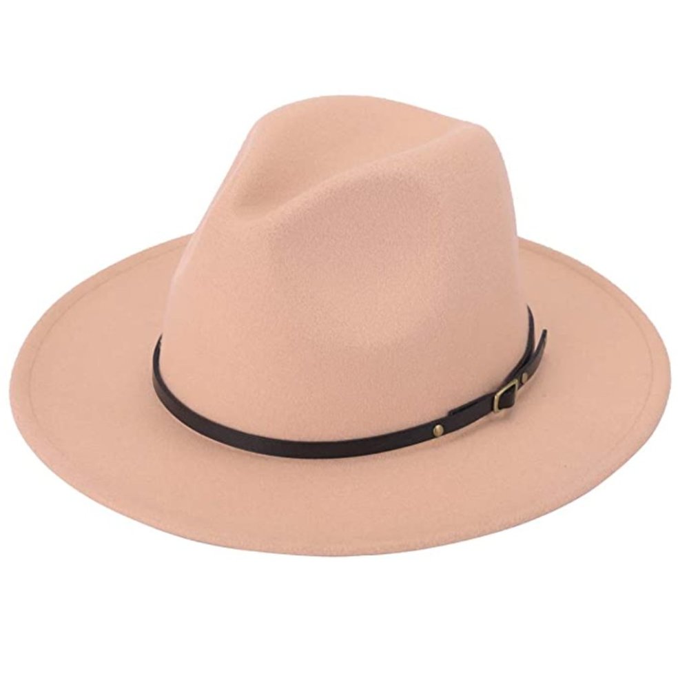TAN CAMEL WOOL WIDE BRIM PANAMA FEDORA HAT BLOGGER - Picture 2 of 2